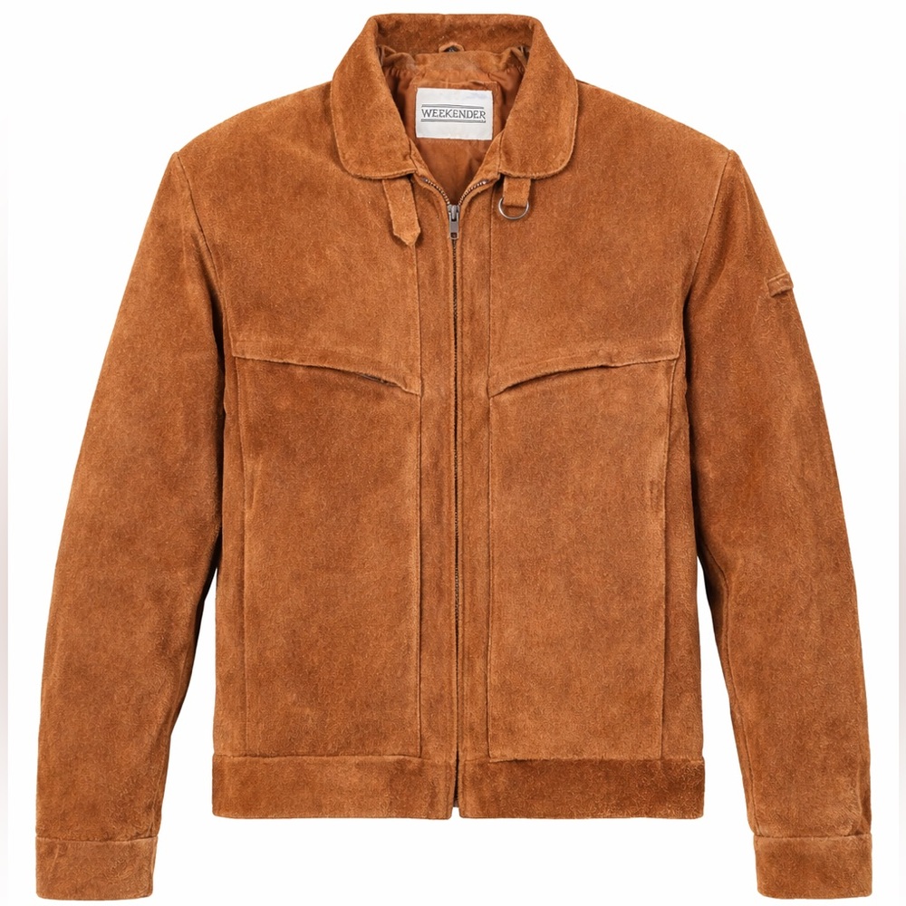 Weekenders Suede Bomber Jacket in Caramel Brown
